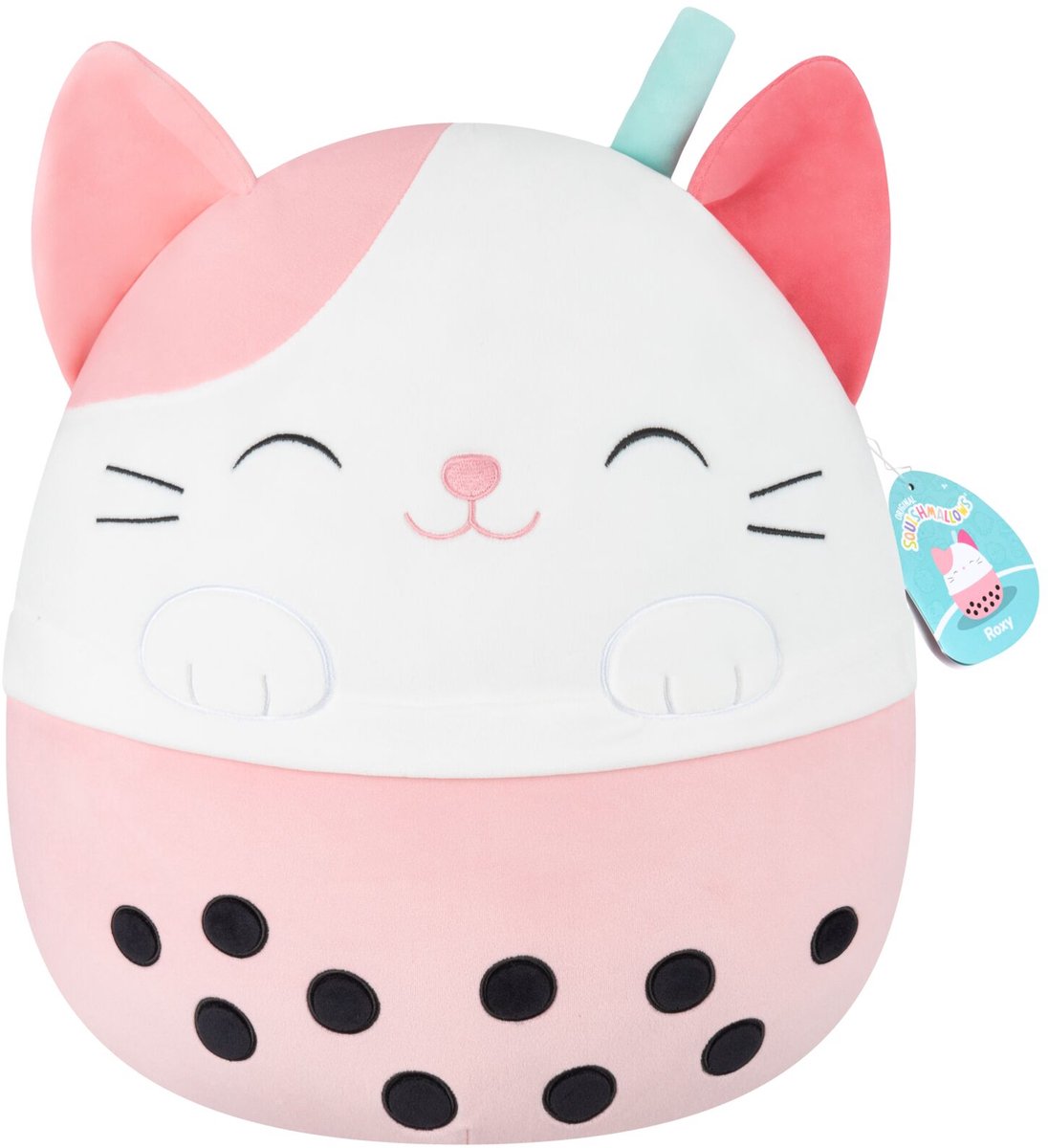 Squishmallows squihsmallows - large plush 40cm roxy - pink calico cat boba tea