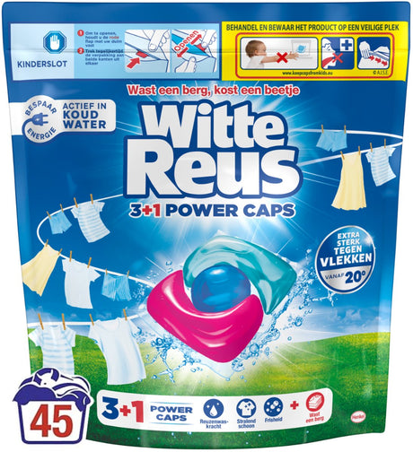 Witte reus 3+1 power caps - wascapsules - 45 wasbeurten