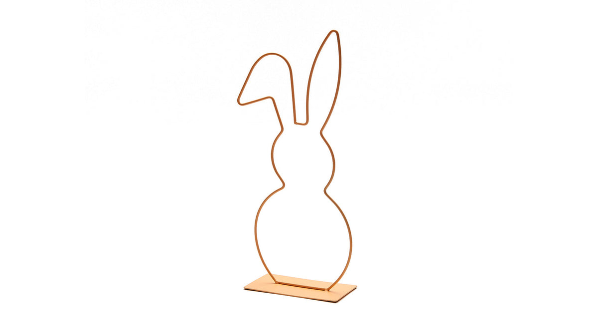 Metal bunny on base 17x40cm apricot