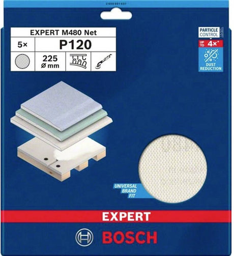 Bosch accessories 2608901637 schuurnet voor wand- en plafondschuurmachine korrelgrootte (num) 120 (ø) 225 mm 5 stuk(s)