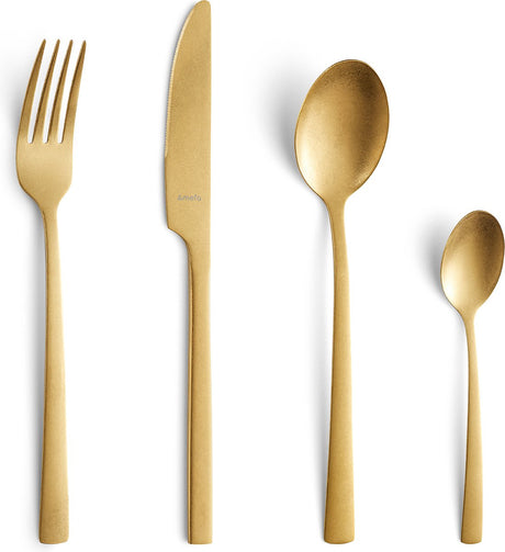 Amefa manille vintage - goud - 16 delige bestekset - 4 persoons - rvs - vaatwasmachinebestendig - 18 0