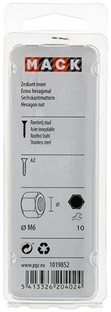Mack 1019852 - zeskantmoer inox a2 12 st m6 | 10 stuks