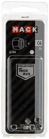 Mack 1019856 - zeskant borgmoer inox a2 6 st m 4 | 10 stuks