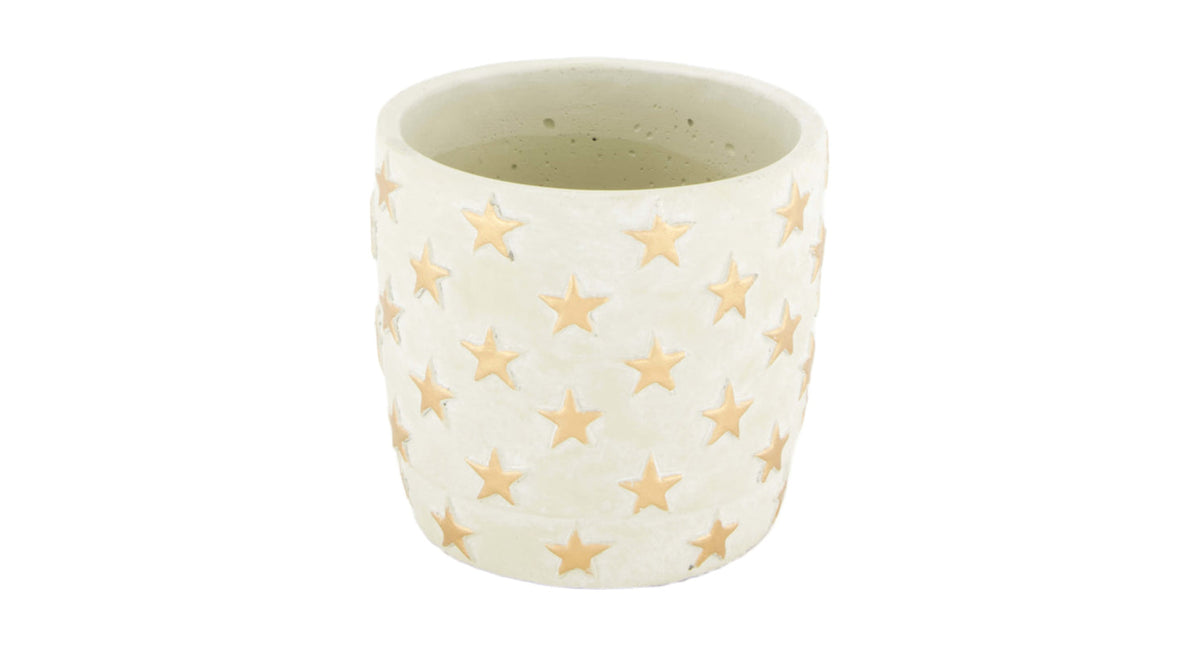 Planter cement 12x12x11cm grey gold