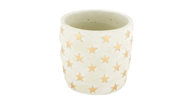 Planter cement 12x12x11cm grey gold