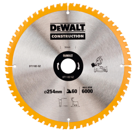 Dewalt rondzaag 254x30mmx60z