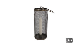 Windlicht met kaarsenhouder l zwart metaal 10x10x23 cm