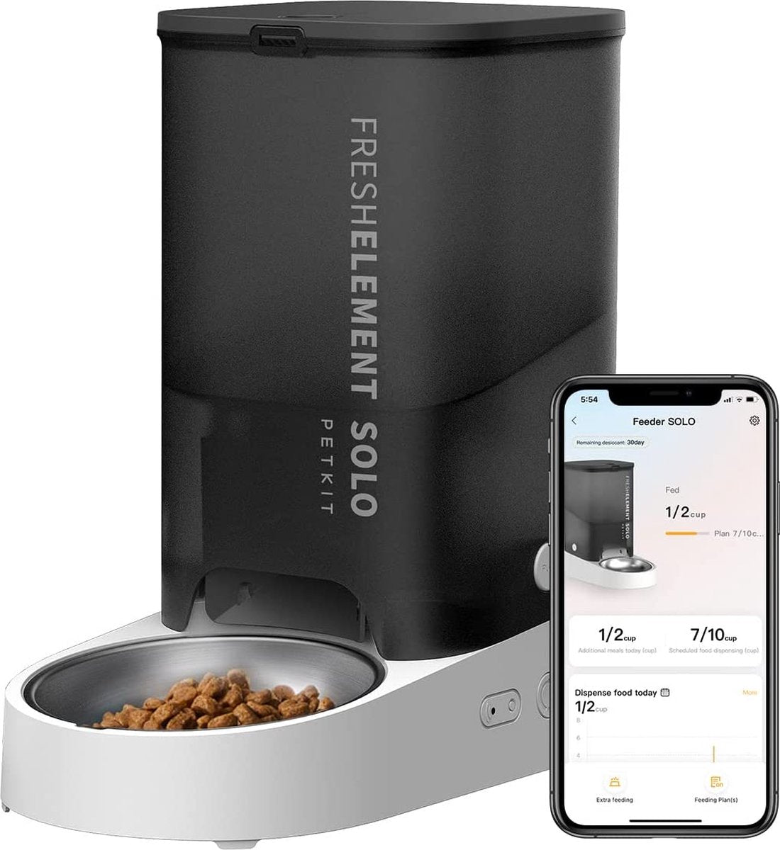 Petkit - fresh element solo new-grey - automatische voerbak voor kat en hond - app bediening