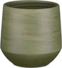 Mica decorations plantenpot - terracotta - donkergroen relief - d19 h18 cm - bloempot