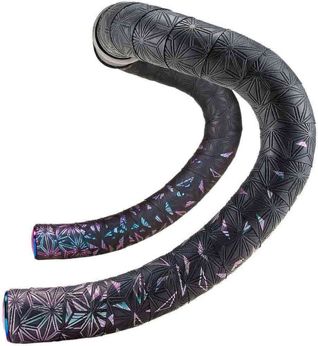 Supacaz - super sticky kush star fade stuurlint zwart oil slick inclusief aluminium oil slick stuurplug