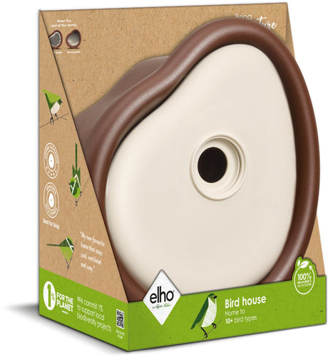 Elho organic bird house 25cm - vogelhuisje voor tuin of balkon - geschikt voor meer dan 11 soorten - 100% gerecycled plastic - l27.4 x b16.8 x h25.4 cm - kastanje bruin