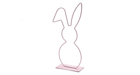 Metal bunny on base 21x50cm pink