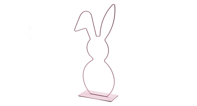 Metal bunny on base 21x50cm pink