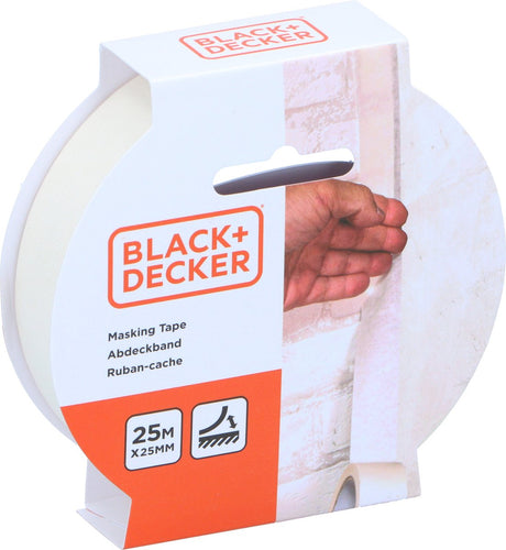 Black+decker black decker afplaktape schilderstape - wit - 25mm x 25m - voor binnen buiten