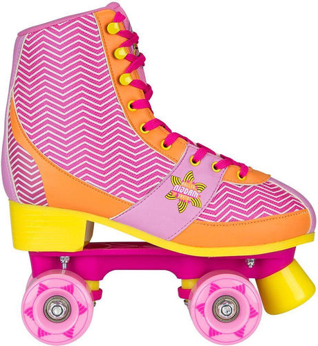 Nijdam rolschaatsen - chevron - roze geel - maat 35 36