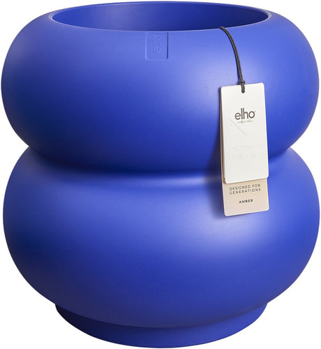 Elho amber roll low 43 - bloempot voor binnen buiten - 100% gerecycled plastic - ø 43 x h 40 cm - royal blue