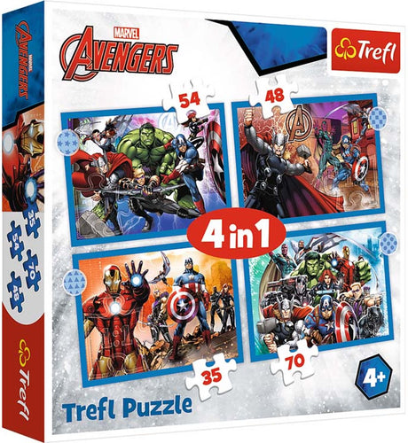 Trefl avengers disney marvel superhelden 4-in-1 puzzel - 71 stukjes - vanaf 4 jaar