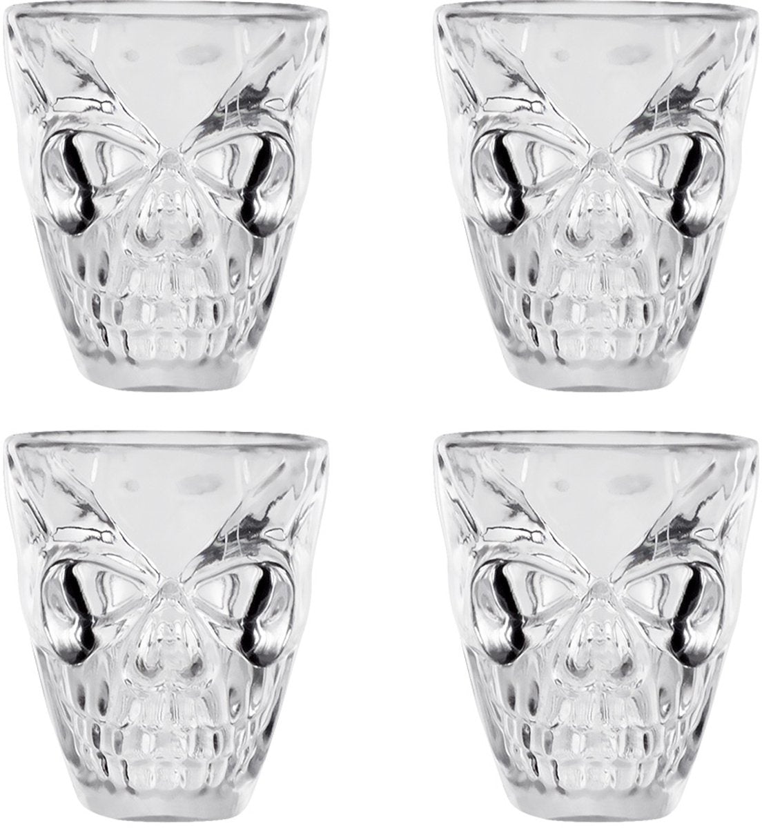 Boland - set 4 plastic shotglaasjes schedel - horror - horror