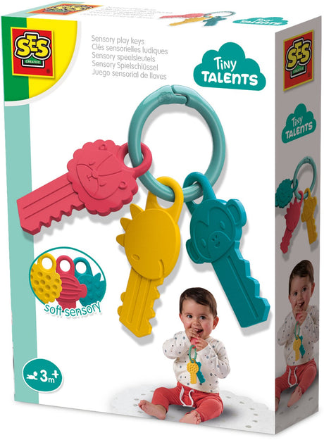 Ses creative tiny talents speelsleutels met dierenhoofden - 3 stuks - vanaf 3 maanden - baby speelgoed - motorische ontwikkeling - schoencadeautjes sinterklaas
