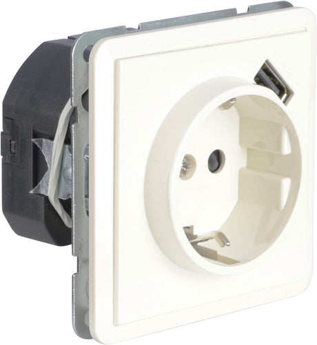Peha standard contactdoos inbouw - 1-voudig - randaarde - usb - crème