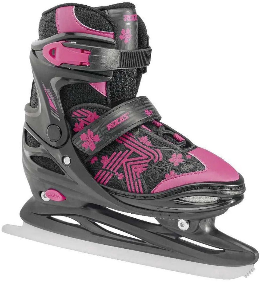 Roces - jokey ice 3.0 - ijshockeyschaatsen - schaatsen kinderen - zwart roze - verstelbaar 4 maten comfort warmvoering - maat 34-37