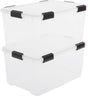 Iris airtight opbergbox - 50l - kunststof - transparant zwart - set van 2
