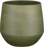 Mica decorations plantenpot - terracotta - donkergroen relief - d24 h23 cm - bloempot
