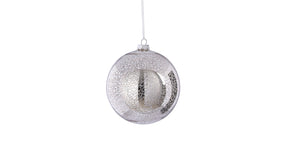 Kerstbal glas zilver antiek - d12cm
