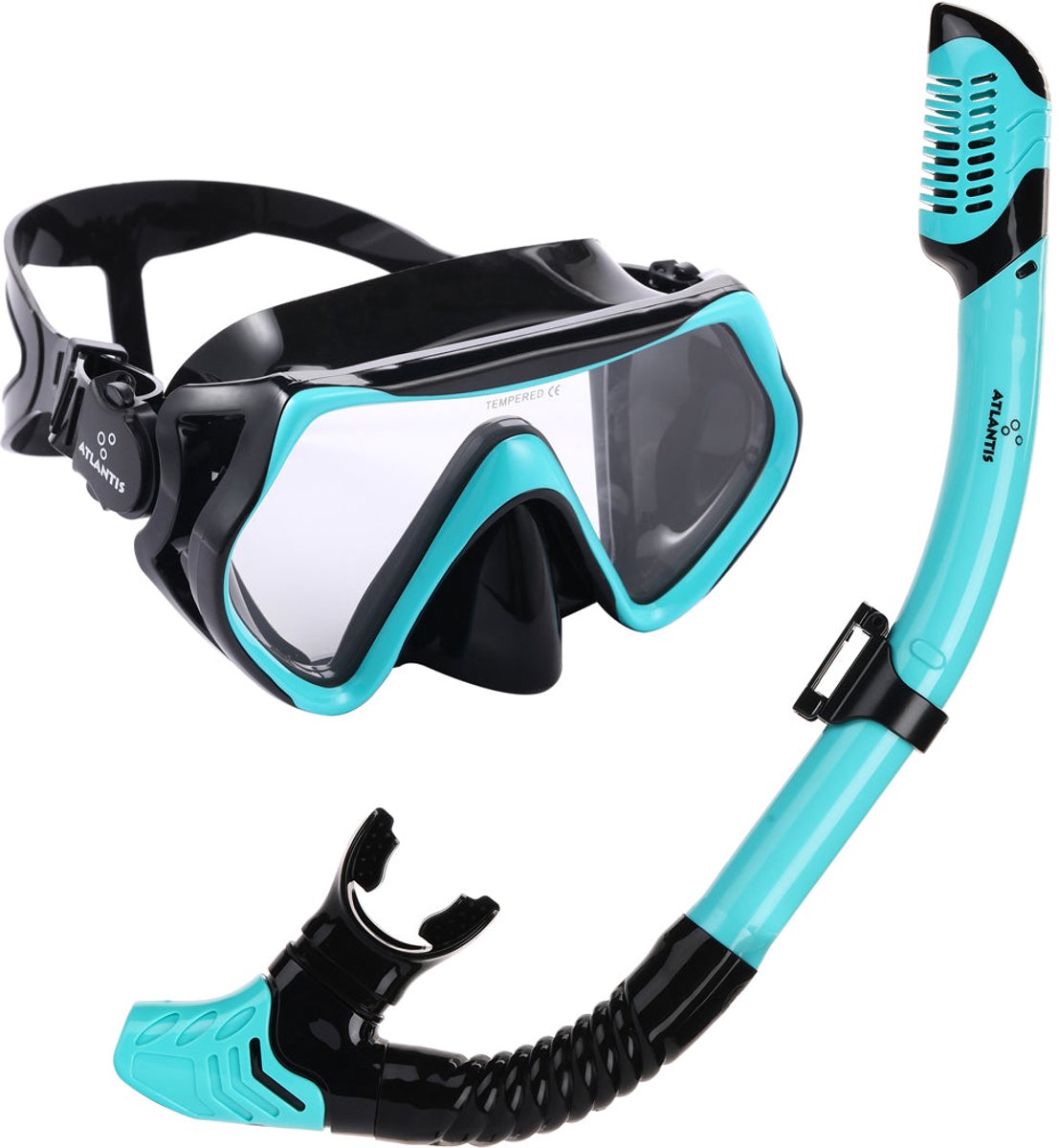 Atlantis borneo combo - snorkelset - duikbril - snorkel - volwassenen - turquoise zwart