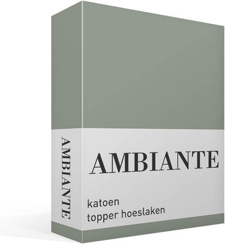 Ambiante cotton uni topper hoeslaken - lits-jumeaux - green