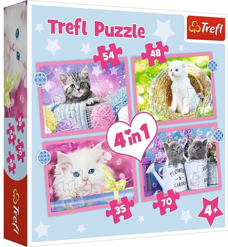Trefl grappige katjes 4-in-1 puzzel - 35 48 54 70 stukjes