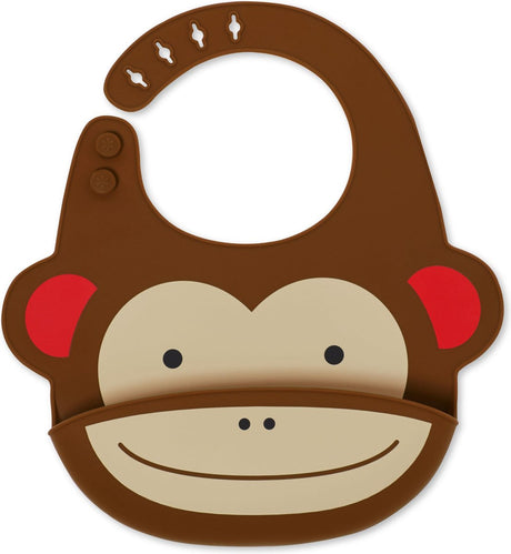 Skip hop zoo fold go siliconen slabbetje - monkey