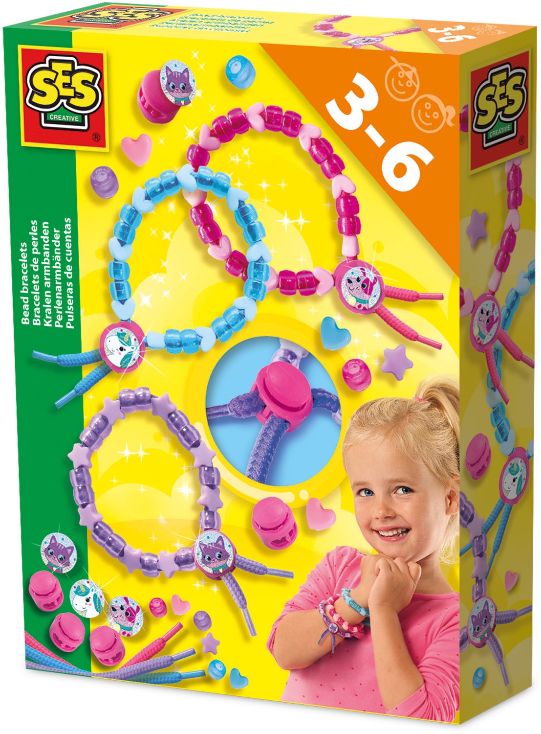 Ses creative kralen armbanden met 3 veters en verstelbare sluitingen - vanaf 3 jaar - armbandjes maken - schoencadeautjes sinterklaas