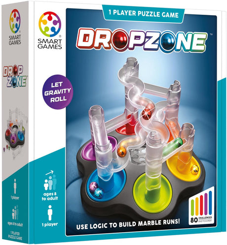 Smartgames dropzone - logisch denkspel knikkerbaan - 80 educatieve bouwuitdagingen - solospel - vanaf 8 jaar