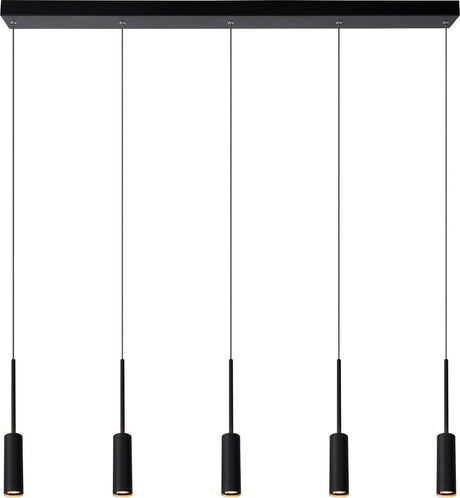 Lucide tubule - hanglamp - led - 5x7w 2700k - zwart