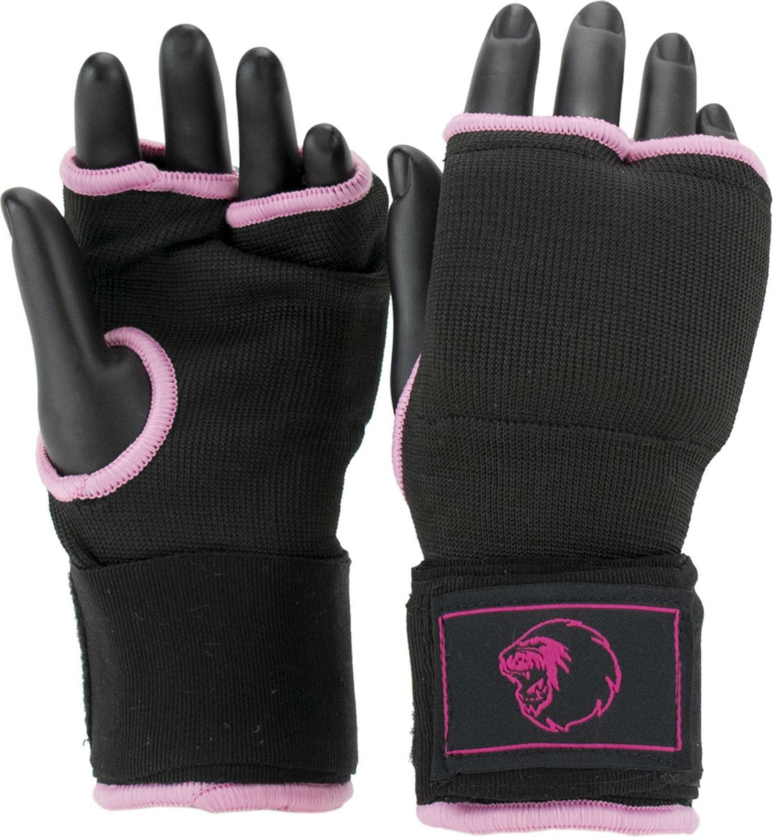 Super pro combat gear binnenhandschoenen met bandage zwart roze small
