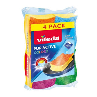 Vileda schuursponsen pur active colors 4 stuks | 4 stuks