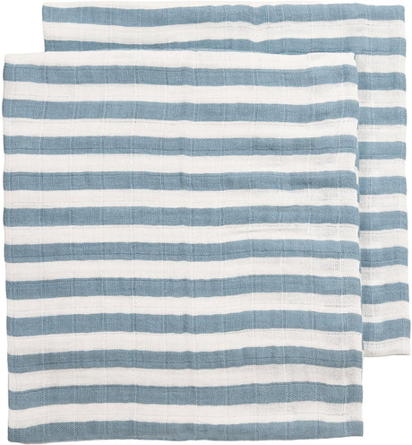 Meyco baby fat stripe pre-washed hydrofiele doeken - 2-pack - pre-washed hydrofiel - jeans blue - 70x70cm
