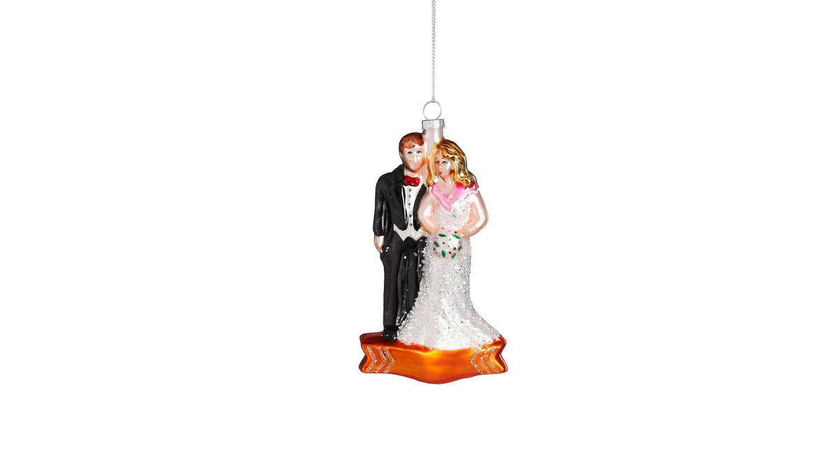 Ornament bride and groom zwart - l7xb2,5xh12,5cm
