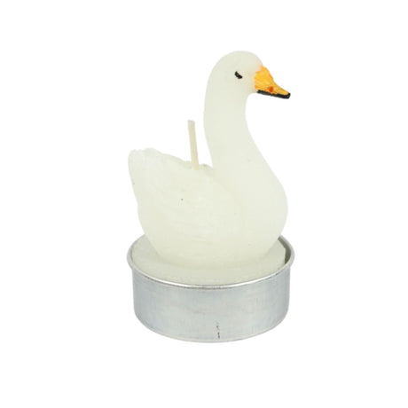 Theelicht zwaan wit 6,5cm set van 3