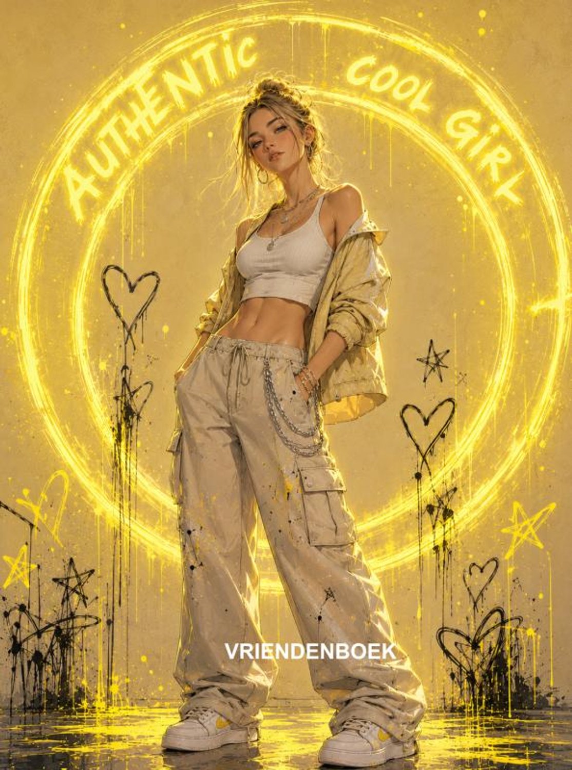 Authentic cool girl - vriendenboek (nederlands) - geel