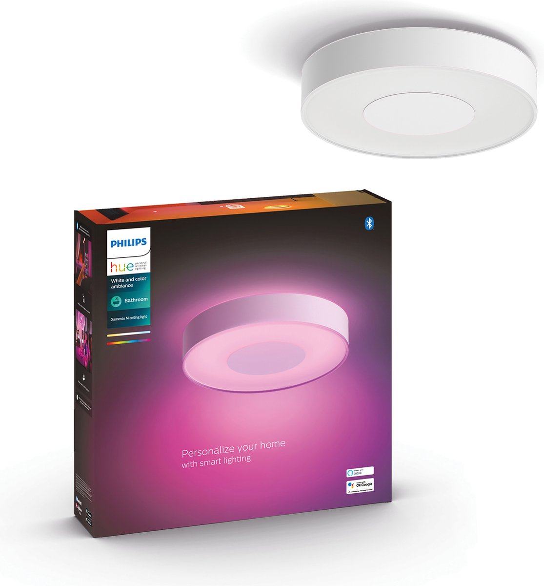 Philips hue xamento badkamerplafondlamp - wit en gekleurd licht - wit - 38cm