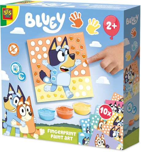 Ses creative bluey - vingerverf - baby speelgoed - vegan glutenvrij - goed uitwasbaar - voor kinderen vanaf 2 jaar - 10 kaarten