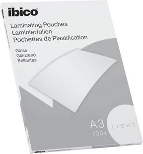 Ibico basics a3 lamineerhoezen, glanzend - 80 micron - 100 stuks - glashelder