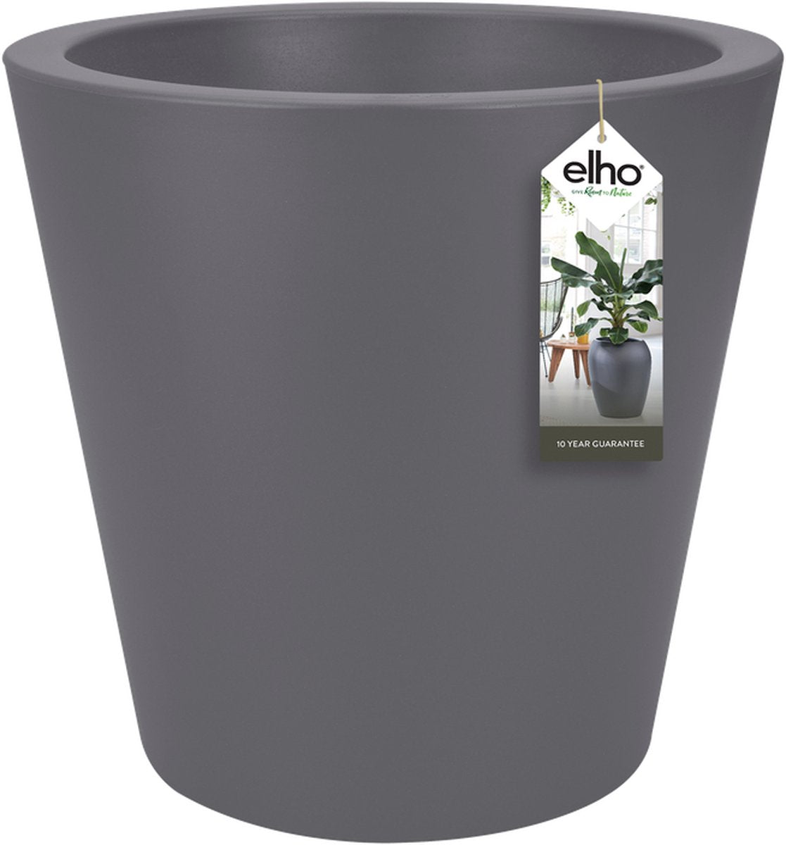 Elho pure straight round 50 - grote bloempot voor binnen en buiten - gerecycled plastic - ø 49.5 x h 51 cm - antraciet