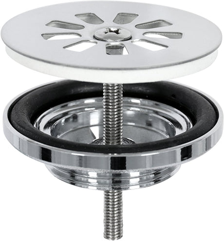 Differnz afvoerplug - chroom - afvoerstop voor wastafel - gemaakt van messing - diameter 64 mm - eenvoudig te monteren - inclusief afdichtingsring - afmetingen 70 x 9.5 mm