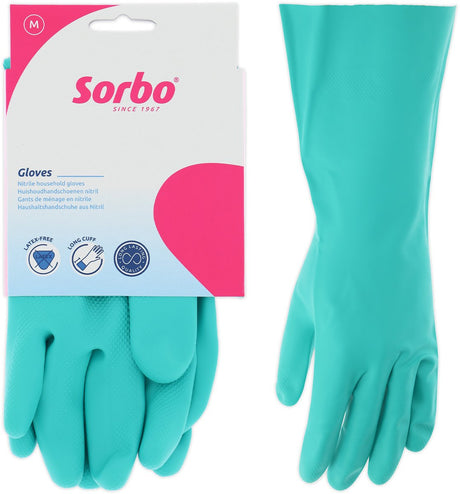 Sorbo latexvrije huishoudhandschoenen - maat medium - nitril schoonmaakhandschoenen - herbruikbaar