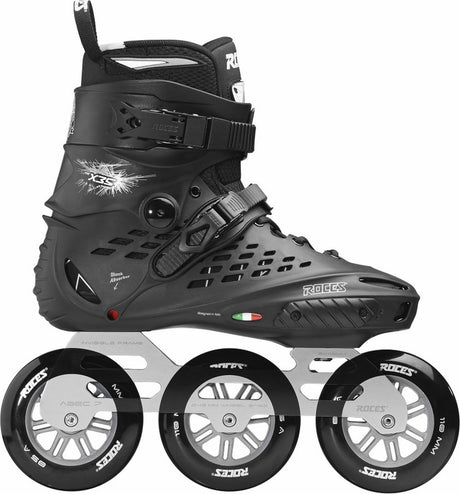 Roces - x35 tif 3x110 - skeelers - heren - zwart zilver - high-speed 3-wiel setup stabiliteit - maat 45