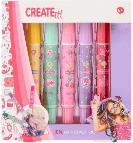 Create it! - haarkrijt pennen, 5 st.