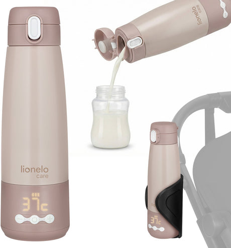 Lionelo thermup bottle – draagbare melkverwarmer thermos 350 ml – melk verwarmen in 3,5 min – warmte tot 20 uur – 5 temperatuurstanden – usb-c – voor onderweg